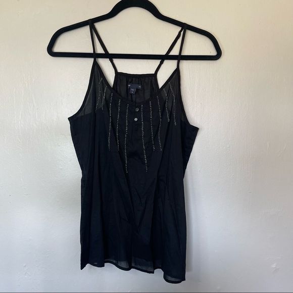 GAP Tops - GAP Black Beaded Top with Button Detail